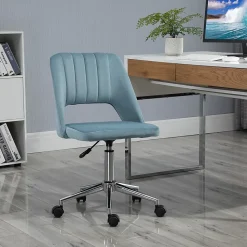 Chaise de Bureau Pivotante - Velours Bleu, Confort Ergonomique et Stabilité, Dimensions 49x60x91 cm