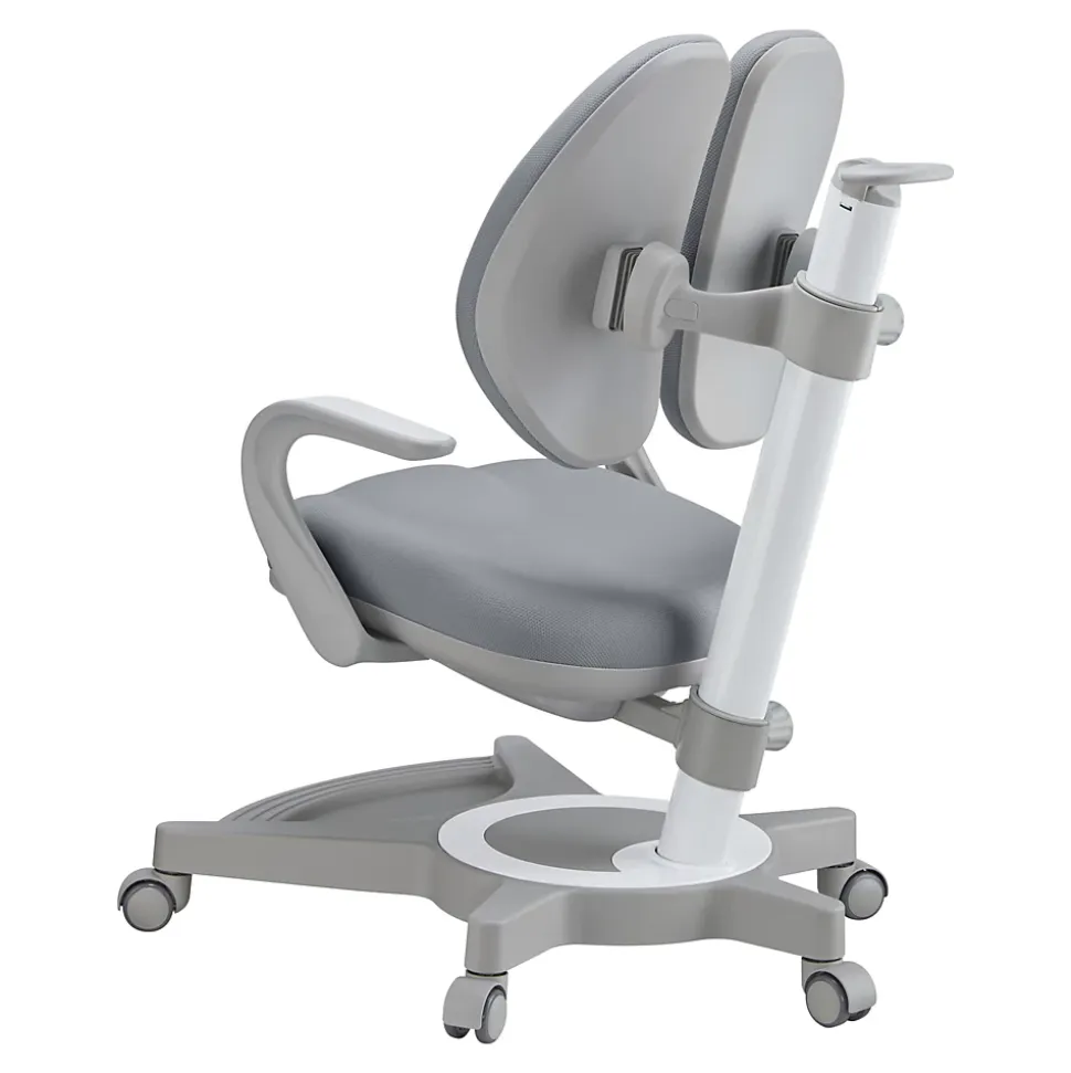 Chaise de bureau pour enfants Partille hauteur profondeur dossier réglable gris en.casa