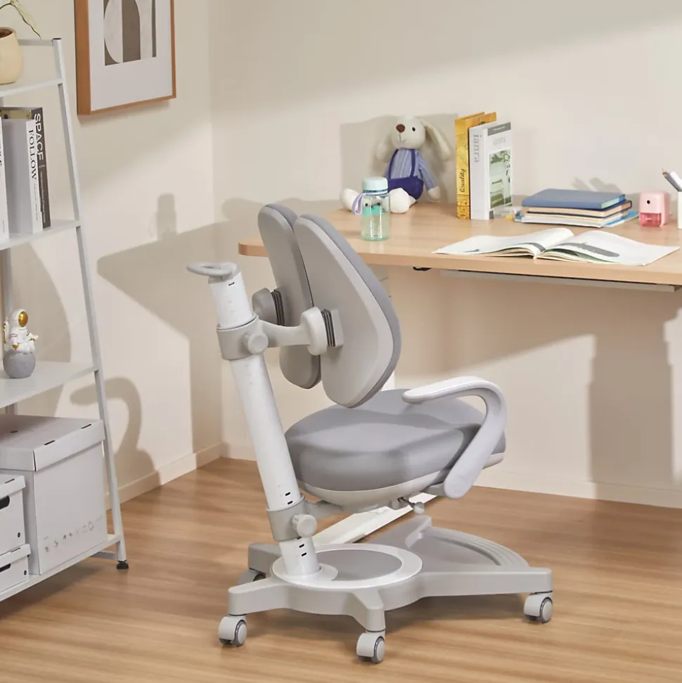 Chaise de bureau pour enfants Partille hauteur profondeur dossier réglable gris en.casa