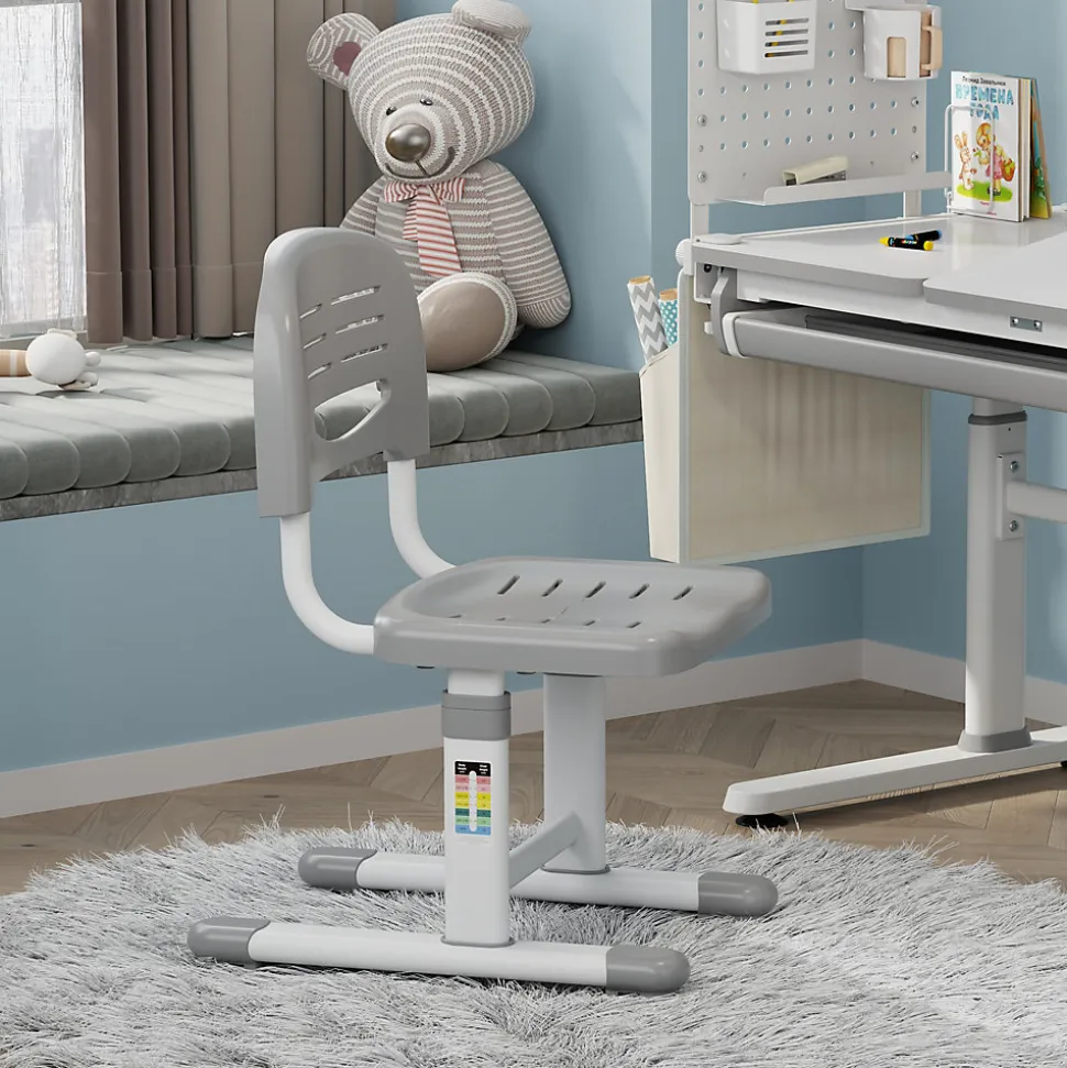 Chaise de bureau pour enfants Sauda réglable en hauteur gris clair / blanc en.casa
