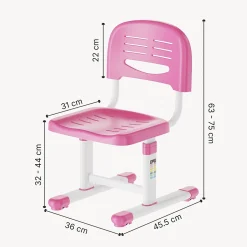 Chaise de bureau pour enfants Sauda réglable en hauteur rose / blanc en.casa