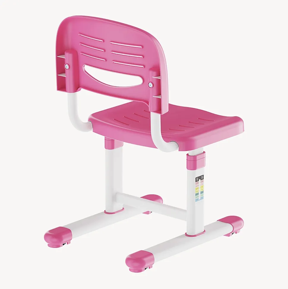 Chaise de bureau pour enfants Sauda réglable en hauteur rose / blanc en.casa