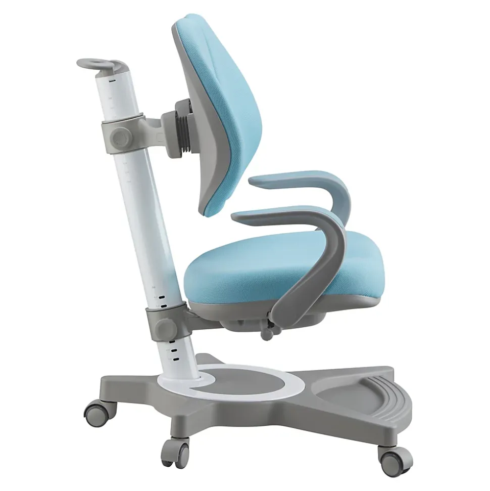 Chaise de bureau pour enfants Partille hauteur profondeur dossier réglable bleu clair en.casa
