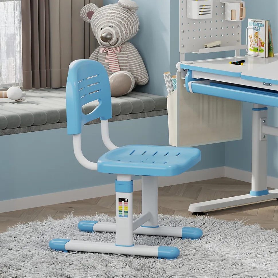 Chaise de bureau pour enfants Sauda réglable en hauteur bleu ciel / blanc en.casa