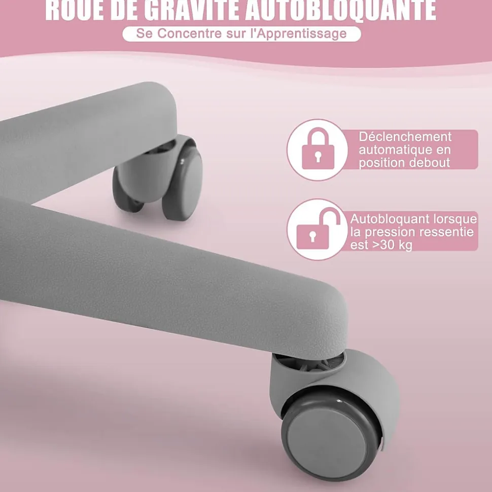 Chaise de Bureau pour Enfant Chaise Etude avec Dossier Ergonomique et Siege Hauteur Reglable Capacite de Charge Max 150 Kg Rose