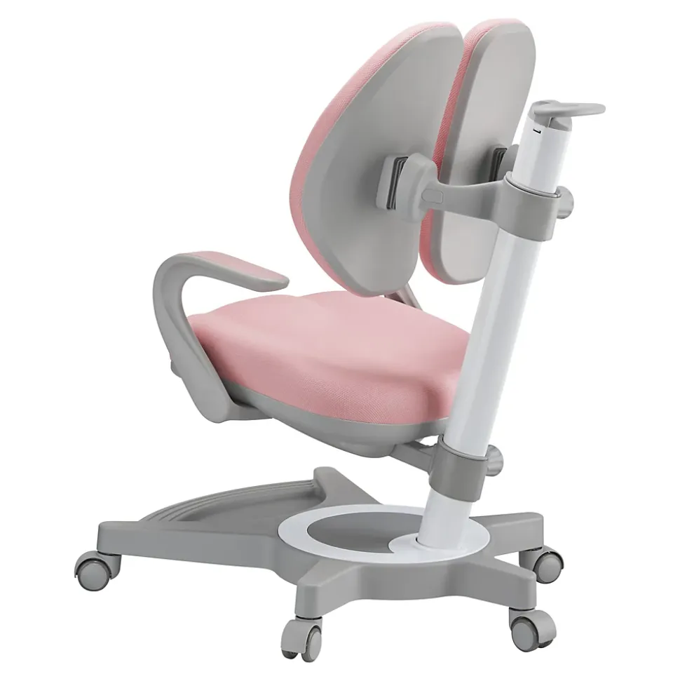 Chaise de bureau pour enfants Partille hauteur profondeur dossier réglable rose en.casa