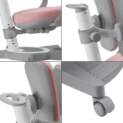 Chaise de bureau pour enfants Partille hauteur profondeur dossier réglable rose en.casa