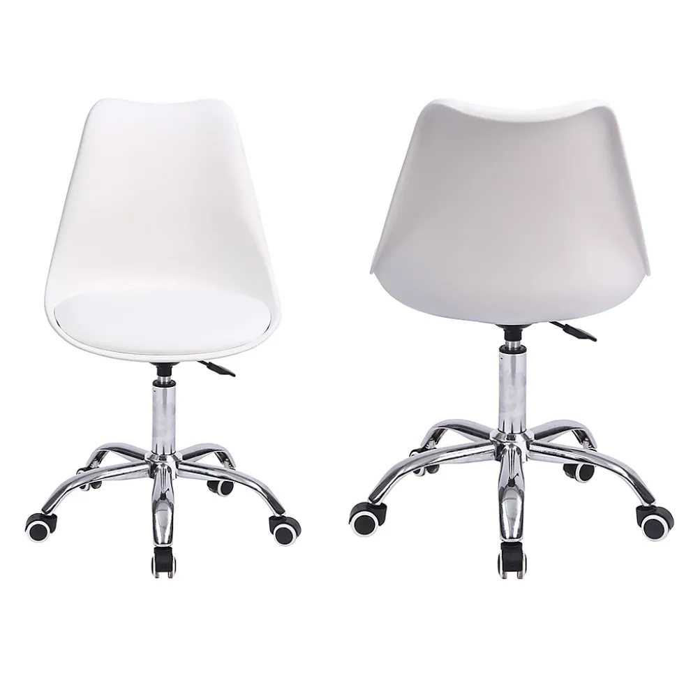 Chaise de bureau réglable en hauteur blanche ANNE - HAPPY GARDEN
