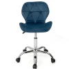 Chaise de bureau ROBINE velours bleu à roulettes