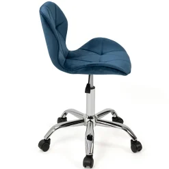 Chaise de bureau ROBINE velours bleu à roulettes
