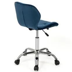 Chaise de bureau ROBINE velours bleu à roulettes