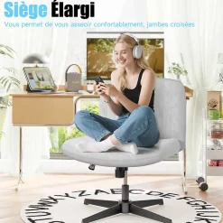 Chaise de Bureau Sans Accoudoirs, Fauteuil en Velours Design Moderne pour Bureau et Chambre