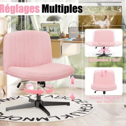 Chaise de Bureau Sans Accoudoirs, Fauteuil en Velours Design Moderne pour Bureau et Chambre