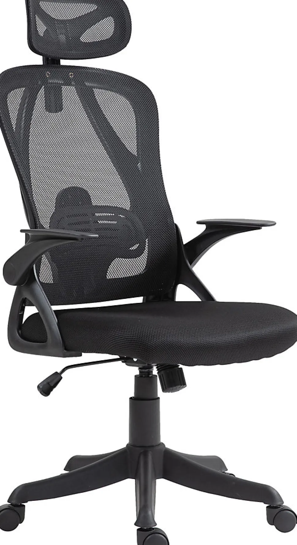 Chaise de bureau Taos, Chaise de bureau ergonomique avec appui-tête et accoudoirs, Chaise pivotante réglable en hauteur Noir