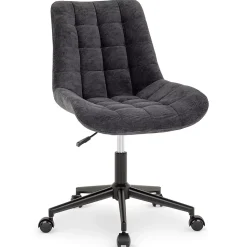 Chaise de bureau VASILO en velours côtelé - Noir