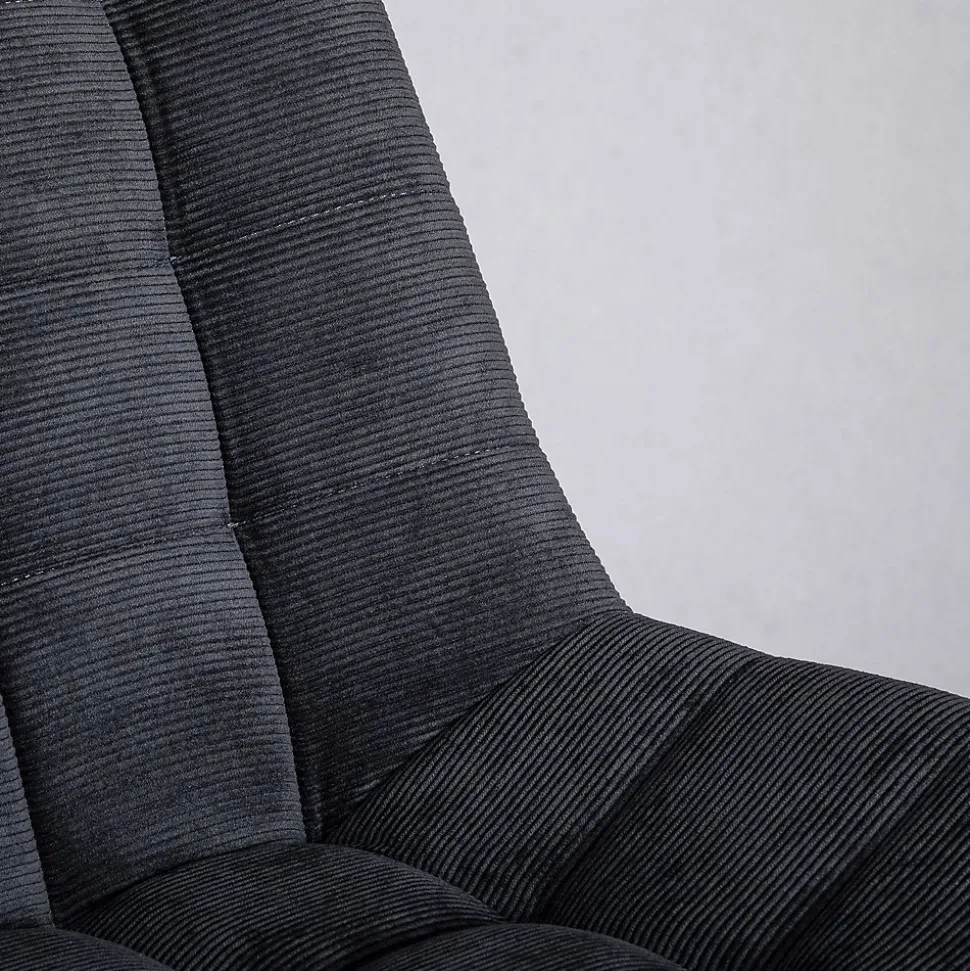 Chaise de bureau VASILO en velours côtelé - Noir