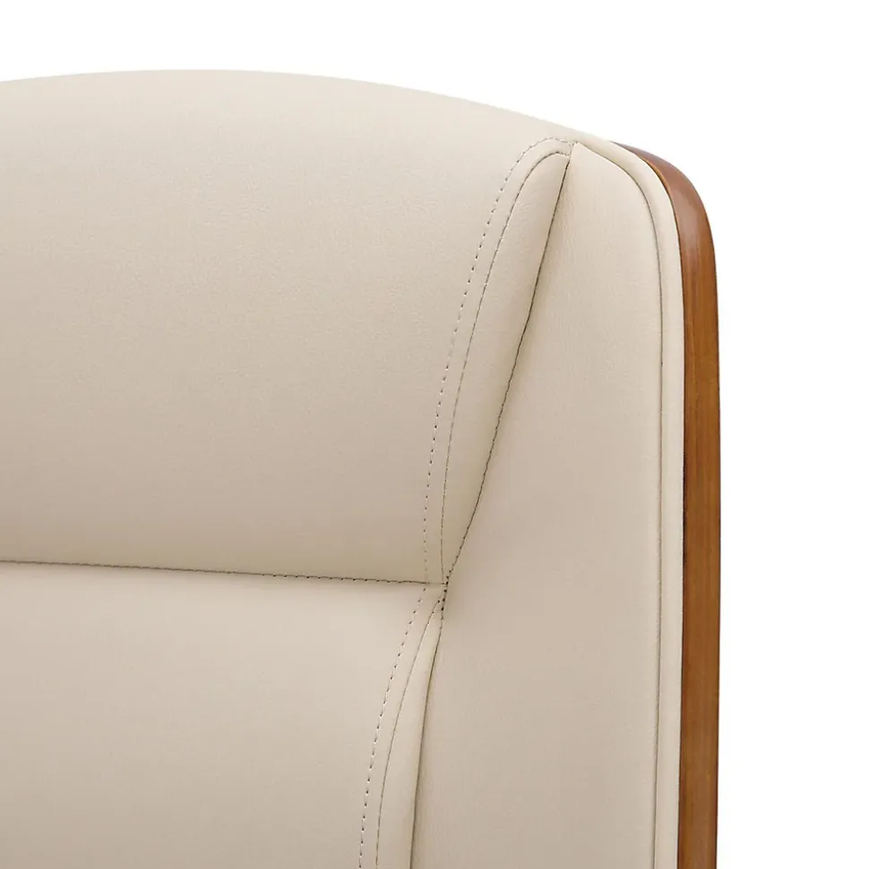 Chaise de Bureau Yankton avec Coque en Bois, Revêtement similicuir, Siège Rembourré, Piètement Métal Noyer/Crème