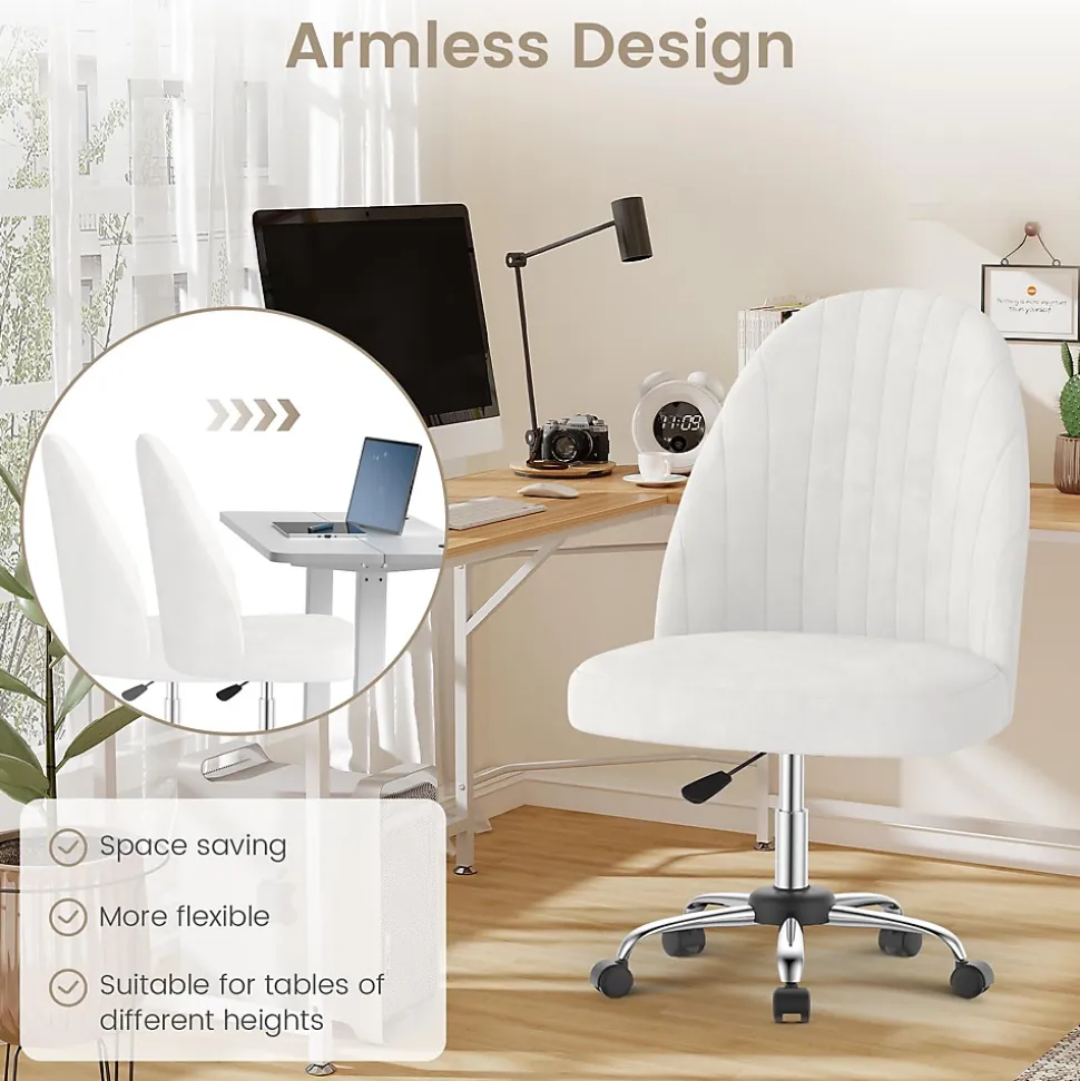 Chaise de Maquillage en Velours,Chaise de Table de Toilette sans Accoudoirs avec Roulettes Pivotantes