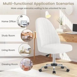 Chaise de Maquillage en Velours,Chaise de Table de Toilette sans Accoudoirs avec Roulettes Pivotantes