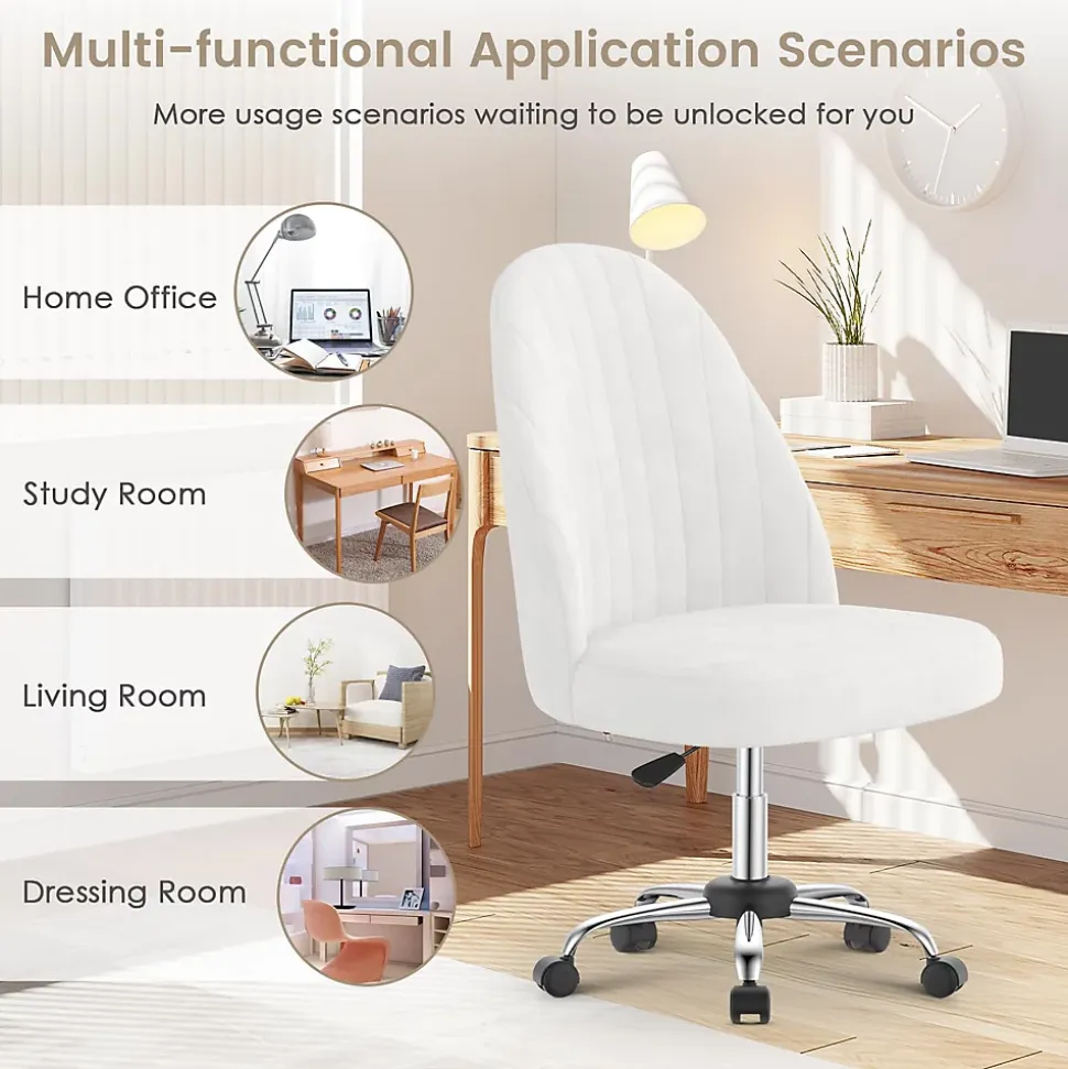 Chaise de Maquillage en Velours,Chaise de Table de Toilette sans Accoudoirs avec Roulettes Pivotantes