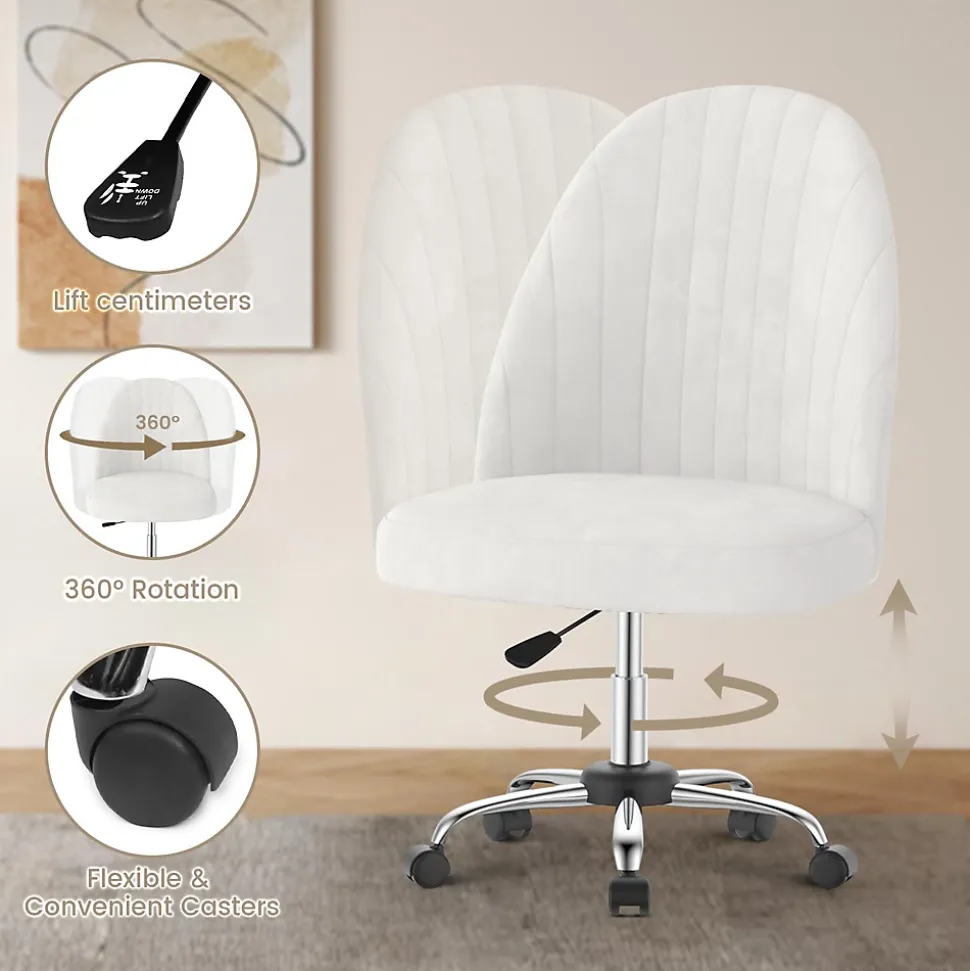 Chaise de Maquillage en Velours,Chaise de Table de Toilette sans Accoudoirs avec Roulettes Pivotantes