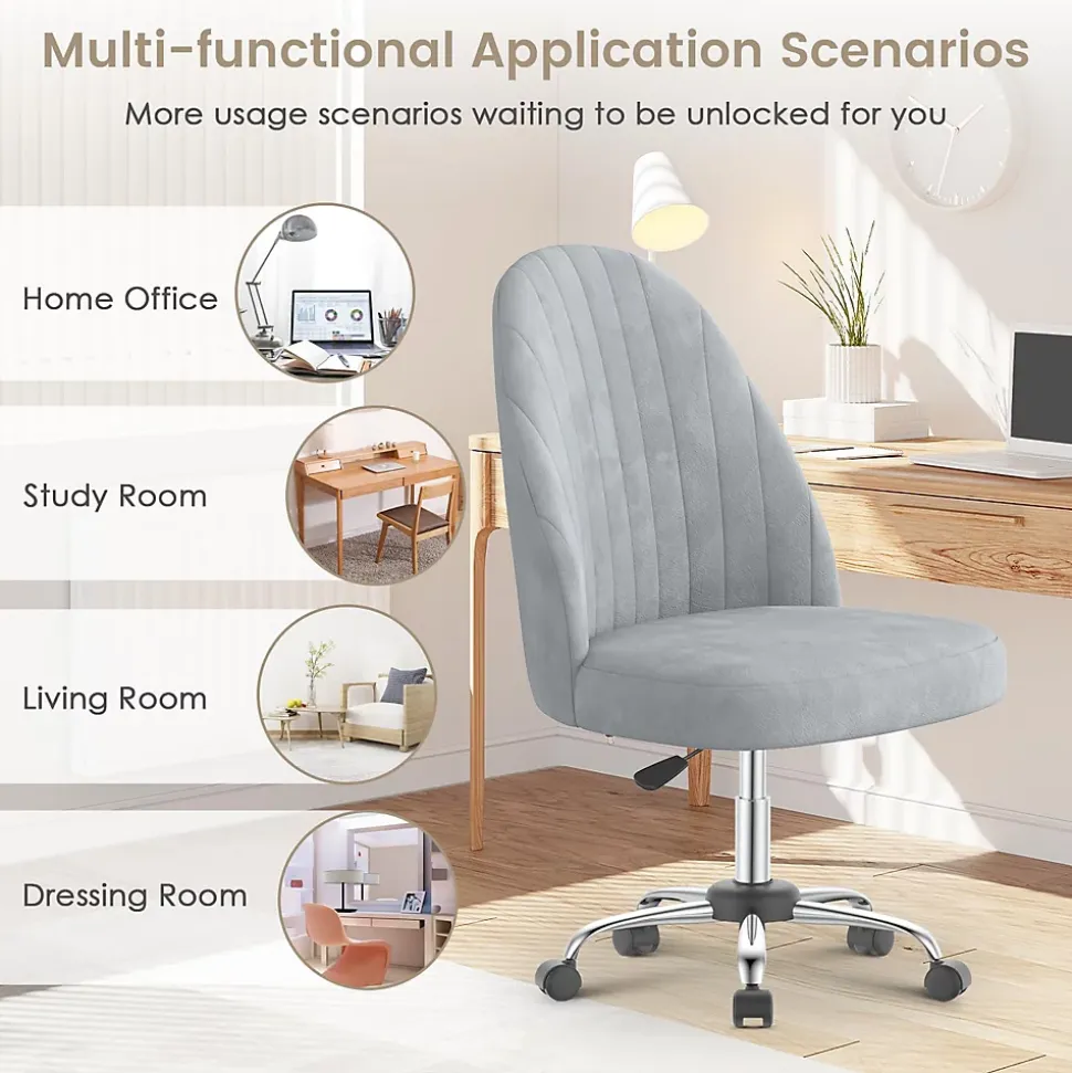 Chaise de Maquillage en Velours,Chaise de Table de Toilette sans Accoudoirs avec Roulettes Pivotantes