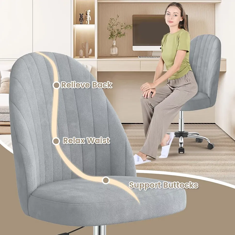 Chaise de Maquillage en Velours,Chaise de Table de Toilette sans Accoudoirs avec Roulettes Pivotantes