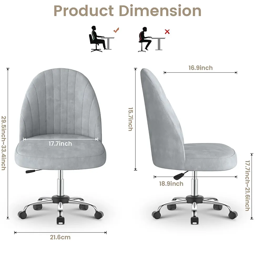Chaise de Maquillage en Velours,Chaise de Table de Toilette sans Accoudoirs avec Roulettes Pivotantes
