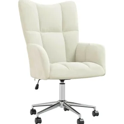 Chaise de relaxation Blanc crème Velours