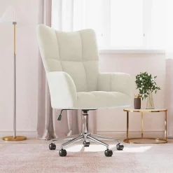 Chaise de relaxation Blanc crème Velours