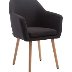Chaise de salle à manger rétro Ulysse en tissu - Noir - Design scandinave - Avec accoudoirs - Relaxation