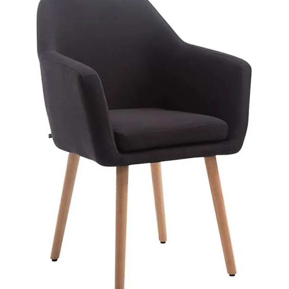 Chaise de salle à manger rétro Ulysse en tissu - Noir - Design scandinave - Avec accoudoirs - Relaxation