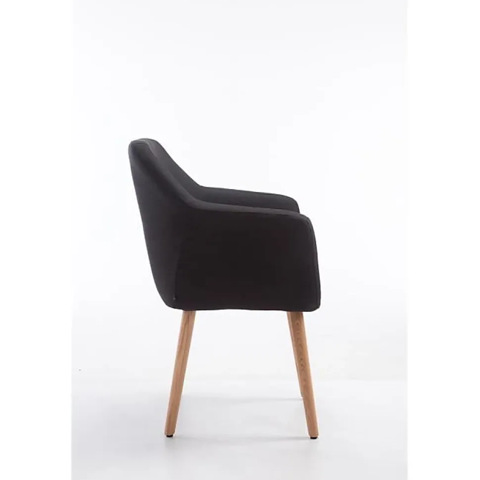 Chaise de salle à manger rétro Ulysse en tissu - Noir - Design scandinave - Avec accoudoirs - Relaxation