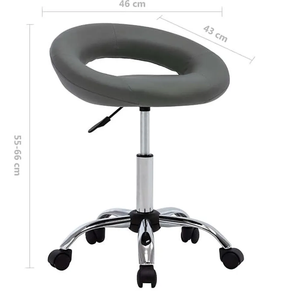 Chaise de travail roulante Gris Similicuir vidaXL