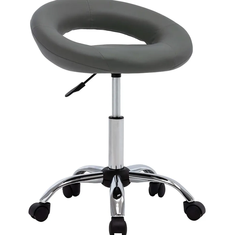 Chaise de travail roulante Gris Similicuir vidaXL