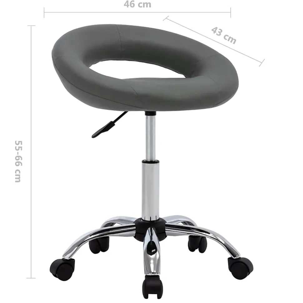 Chaise de travail roulante Gris Similicuir vidaXL