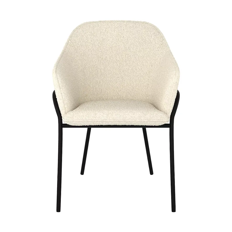 Chaise effet laine bouclette blanche et pieds en métal - Toscane