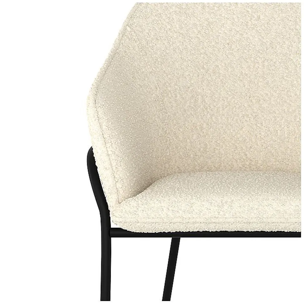 Chaise effet laine bouclette blanche et pieds en métal - Toscane