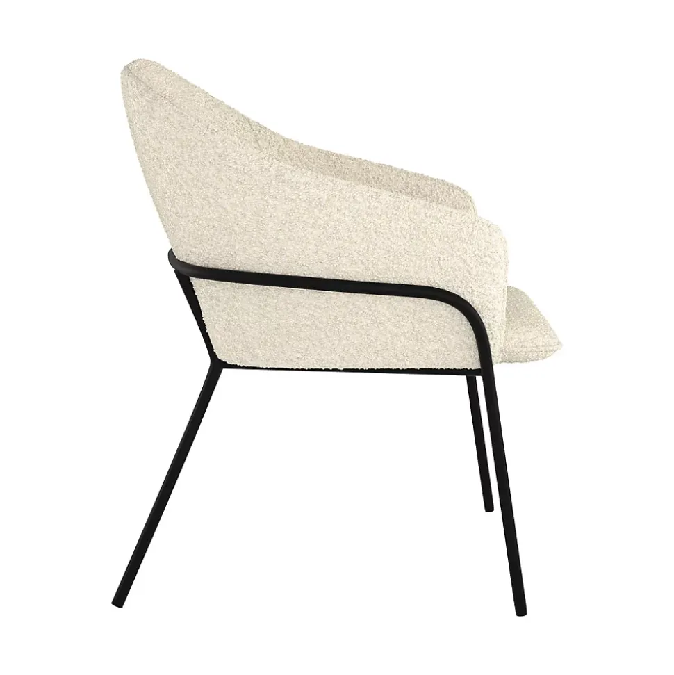 Chaise effet laine bouclette blanche et pieds en métal - Toscane