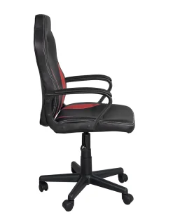 Chaise Gamer Junior Hauteur Réglable Siège Simili Pivotant Accoudoirs Rembourrés WAN(noir Rouge)