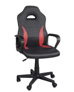 Chaise Gamer Junior Hauteur Réglable Siège Simili Pivotant Accoudoirs Rembourrés WAN(noir Rouge)