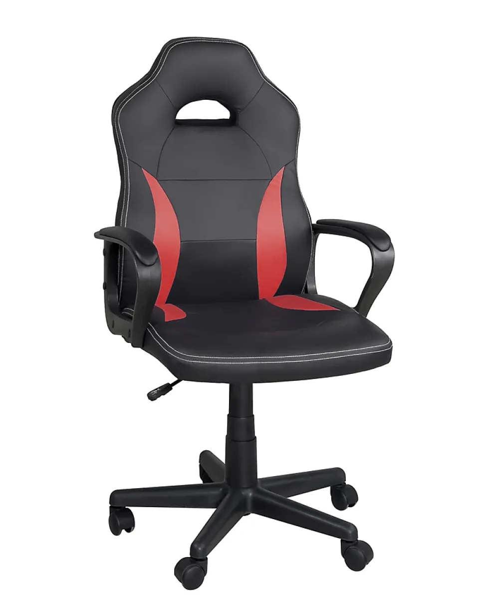 Chaise Gamer Junior Hauteur Réglable Siège Simili Pivotant Accoudoirs Rembourrés WAN(noir Rouge)