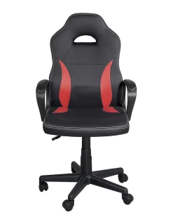 Chaise Gamer Junior Hauteur Réglable Siège Simili Pivotant Accoudoirs Rembourrés WAN(noir Rouge)