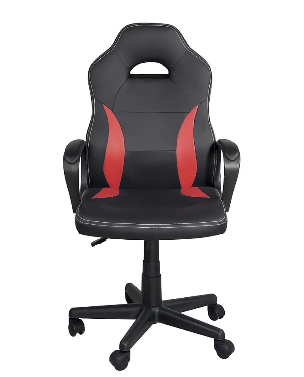 Chaise Gamer Junior Hauteur Réglable Siège Simili Pivotant Accoudoirs Rembourrés WAN(noir Rouge)
