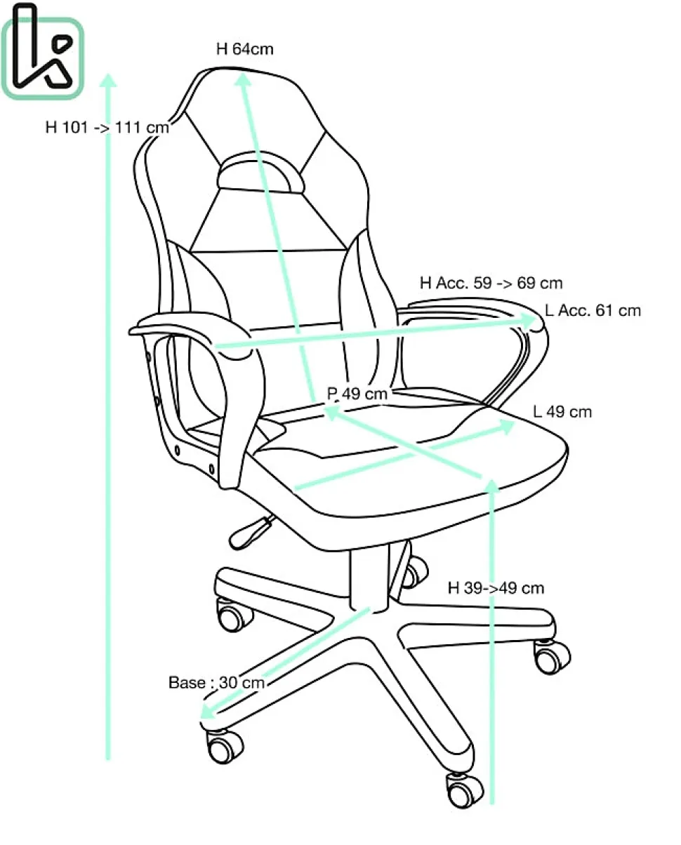 Chaise Gamer Junior Hauteur Réglable Siège Simili Pivotant Accoudoirs Rembourrés WAN(noir Rouge)