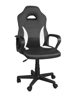 Chaise Gamer Junior Hauteur Réglable Siège Simili Pivotant Accoudoirs Rembourrés WAN (noir Blanc)