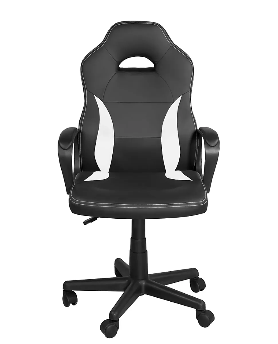 Chaise Gamer Junior Hauteur Réglable Siège Simili Pivotant Accoudoirs Rembourrés WAN (noir Blanc)