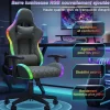 Chaise Gaming/Bureau LED RGB avec Massage Lombaire, Dossier Inclinable, Accoudoirs 2D, Pour Ados & Adultes