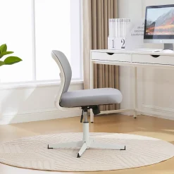 Chaise hauteur d assise 39-51 cm 61x55x73-85 cm sans accoudoirs assise large en mesh gris pivotante 360