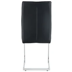 Chaise hauteur d assise 45 cm en similicuir noir assise rembourree pieds metal argente style europeen